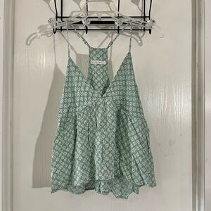 BE COOL Green Crop Blouse